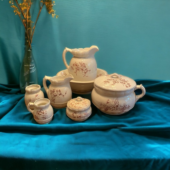 Other - 9 piece set antique pitcher, wash basin, chamber pot etc 🥳